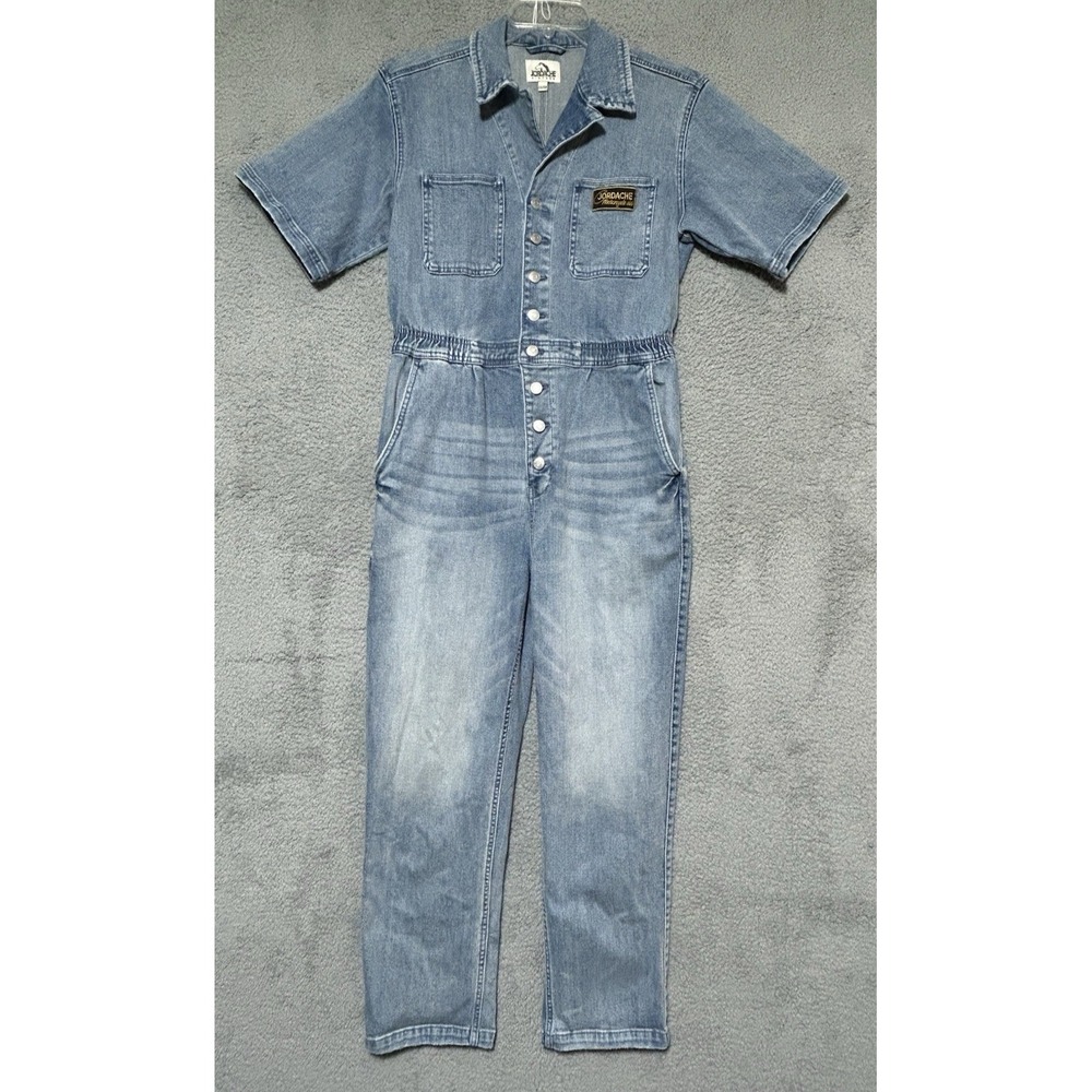 Jordache Vintage Motorcycle Club Denim Jean Coverall Jumpsuit Size M‎